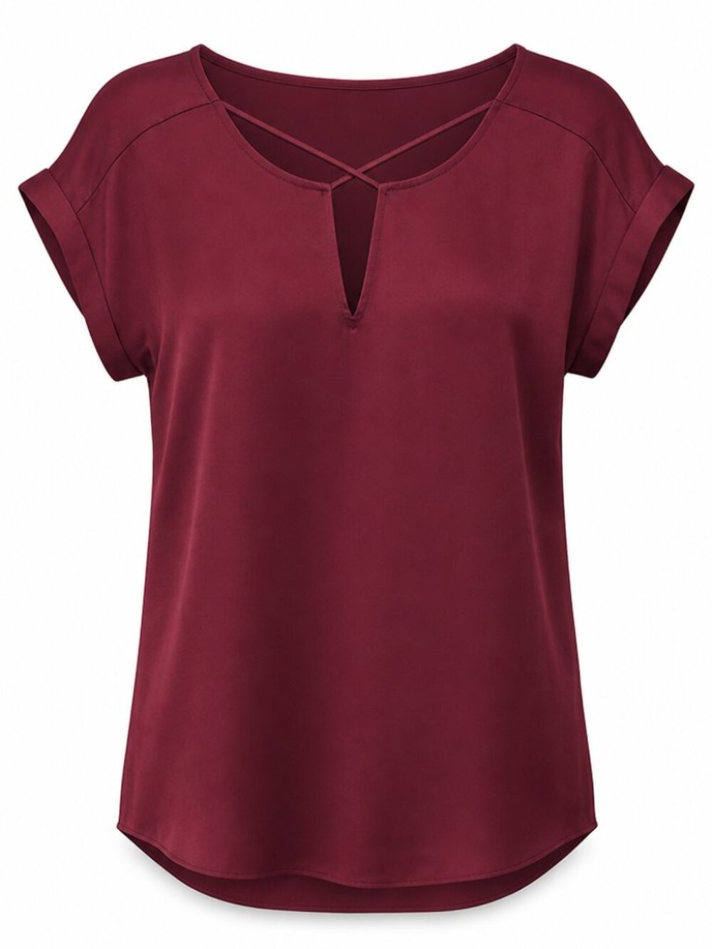 Express Deep Red Cuffed Sleeve Romantic Feminine Blouse Top Medium Office Casual